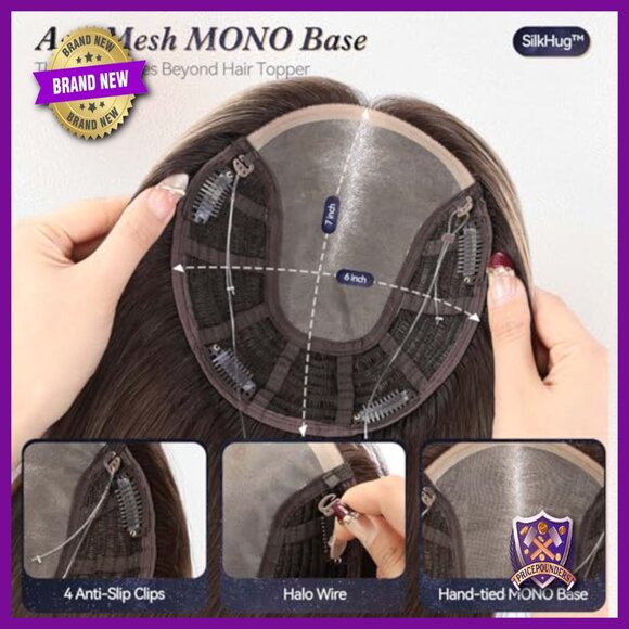 Large Swiss Mono Base Human Hair Topper 6x7 80g For Thinning Hair main image 5
